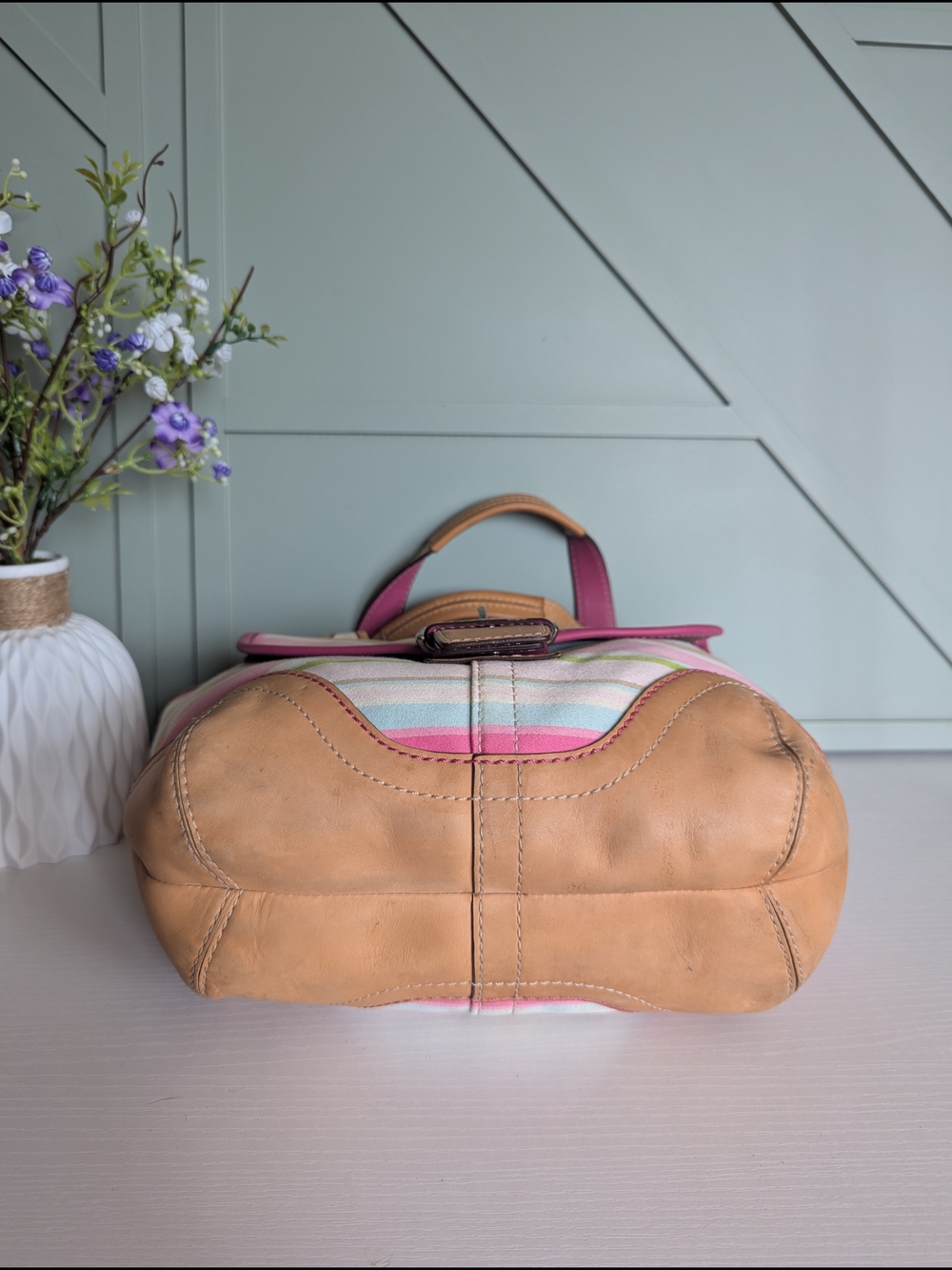 Coach Soho Twill Stripe Small Tote, a vintage - Picture 7 of 12